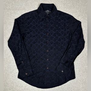 7 Diamonds Shirt Small Black Blue Long Sleeve Patterned‎ Button Up Elegant Dress